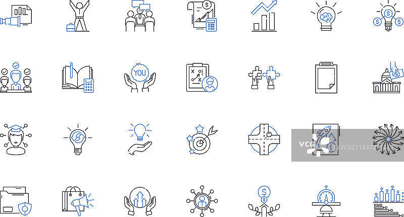 销售计划线性图标集合预测图片素材