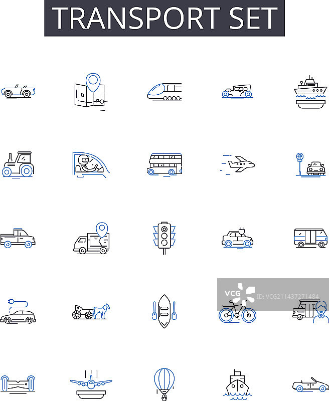 包含急救箱的交通线性图标集合图片素材