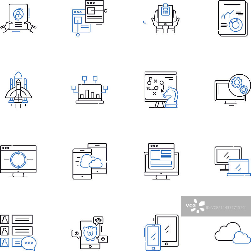 机器人工程线性图标合集图片素材