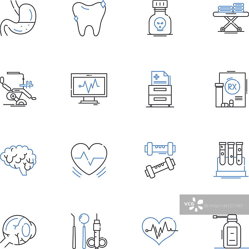 皮肤科线性图标合集：痤疮、湿疹图片素材