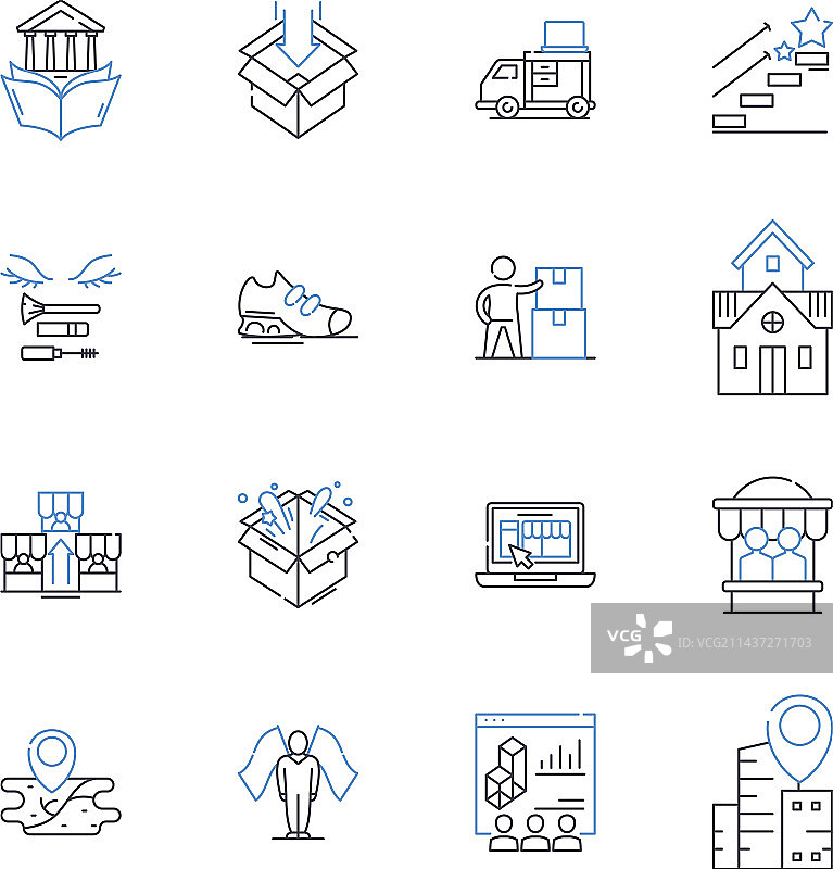 城市邮政服务线性图标合集图片素材