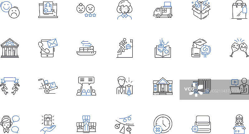 城市生活线性图标合集：都市活力图片素材