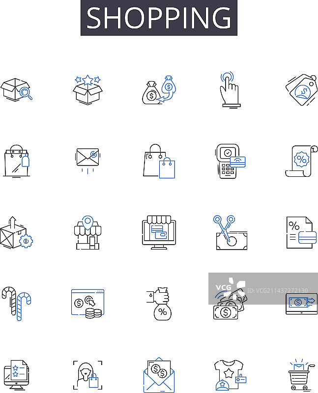 购物线性图标合集零售图片素材