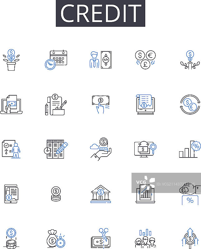 信用额度图标集合，债务融资贷款图片素材