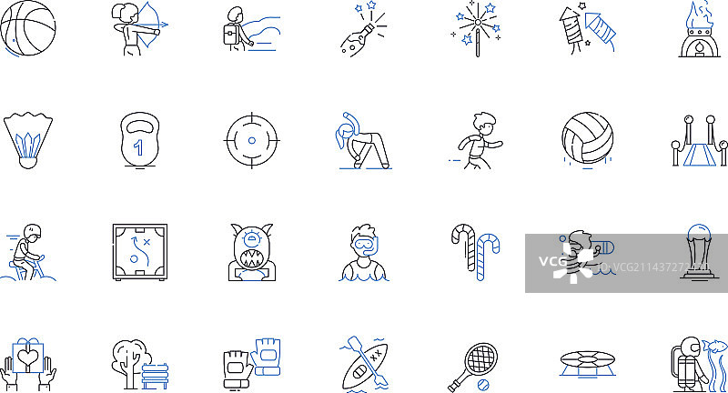 休息日和体育活动线性图标图片素材