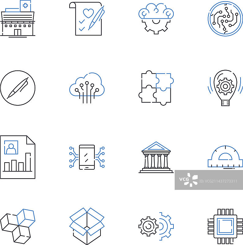 文化现象线性图标合集图片素材