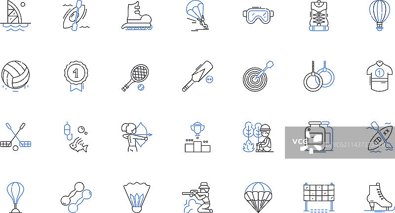 有氧运动系列健身项目线性图标图片素材