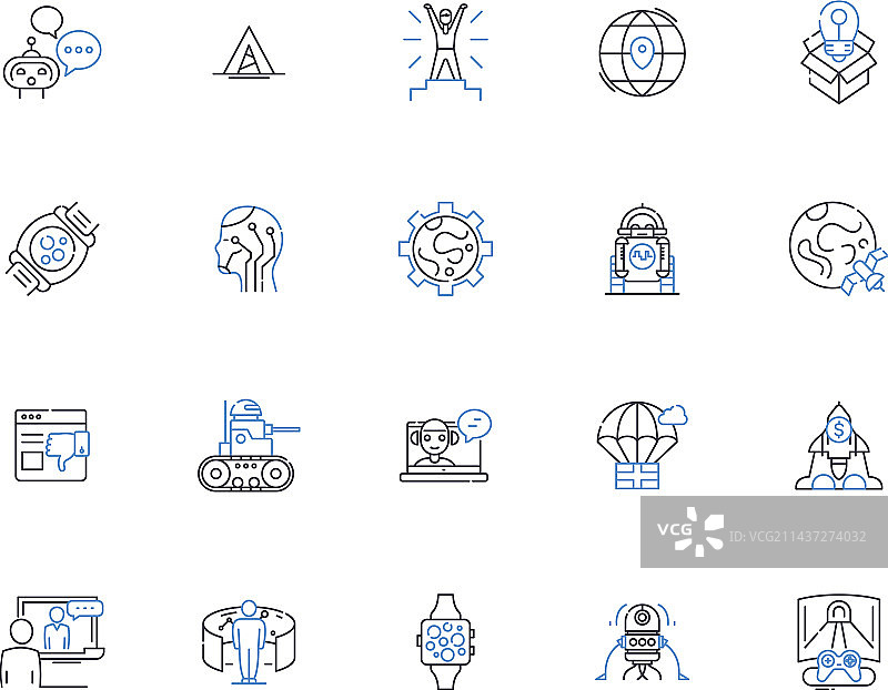 有远见的目标线性图标集合创新图片素材