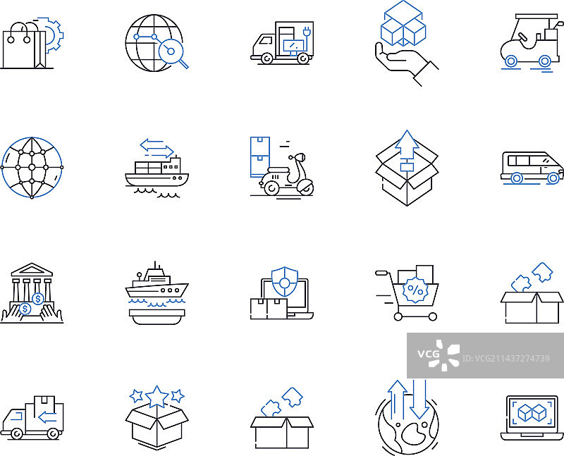 第三方物流线性图标合集图片素材