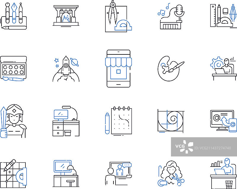 作家线性图标合集：文字匠、小说家图片素材