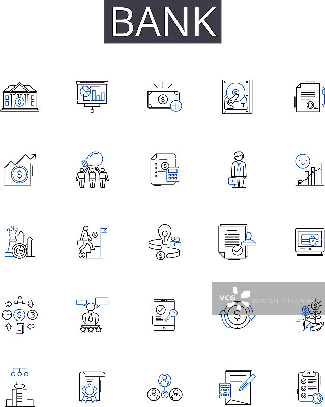 金融机构线性图标合集图片素材
