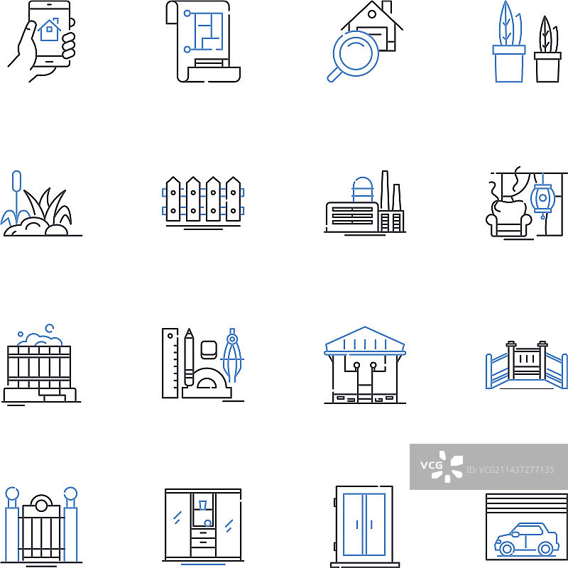 翻新装修线条图标合集图片素材