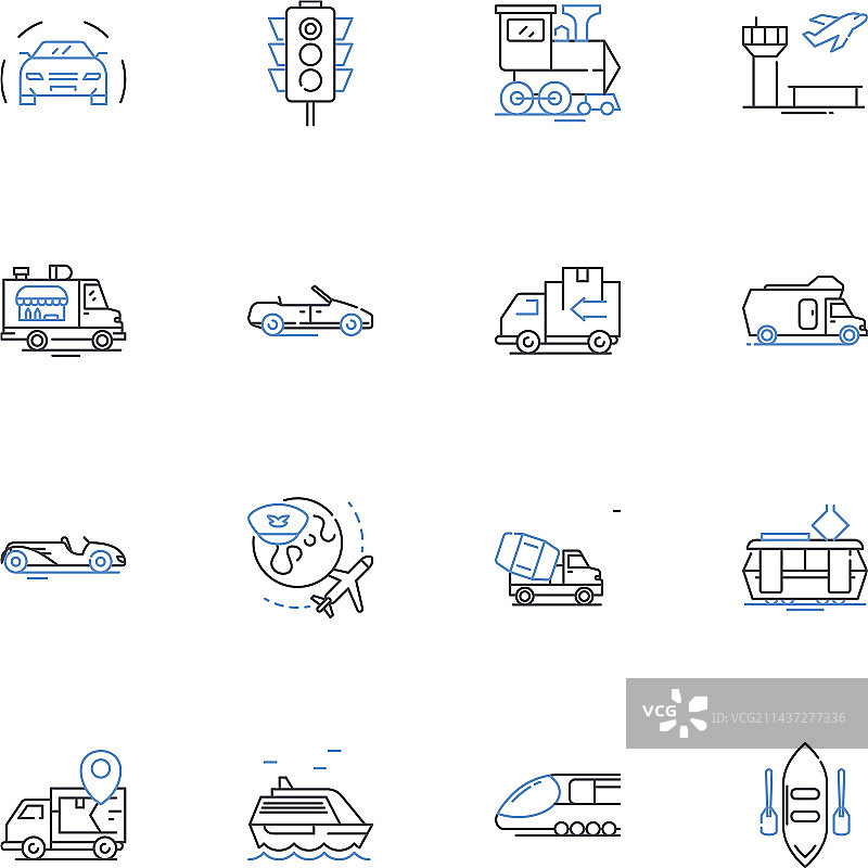 货运物流运输线路图标合集图片素材