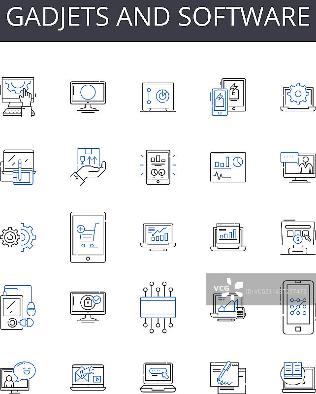 设备和软件线性图标合集图片素材