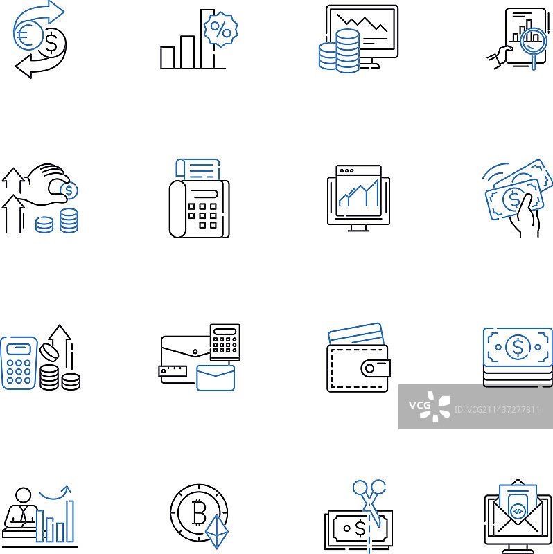 预算编制线条图标集合图片素材