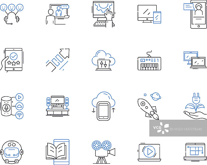 仪器和机械线性图标合集图片素材