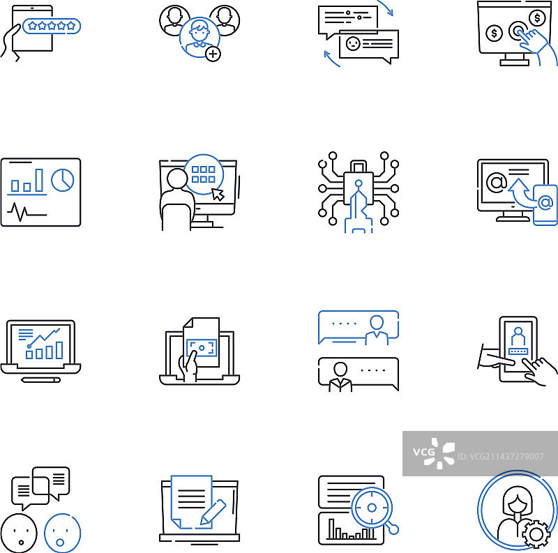 用户策略线性图标集合图片素材