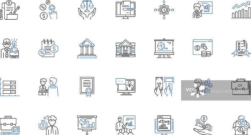 税务线性图标合集：收入扣除图片素材