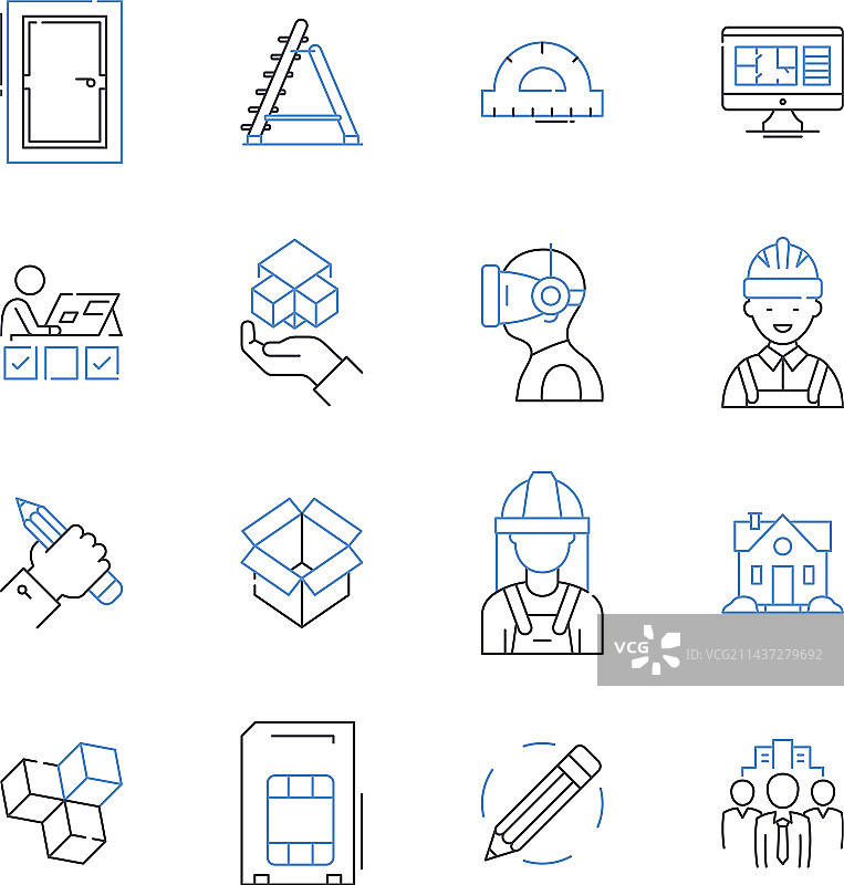 精密工艺线性图标合集图片素材