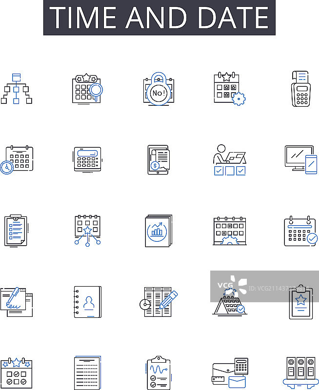 时间和日期线性图标集合图片素材
