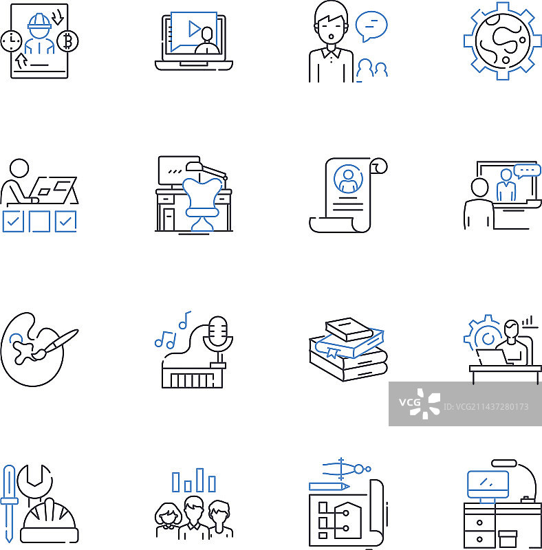 每日津贴线条图标集合图片素材