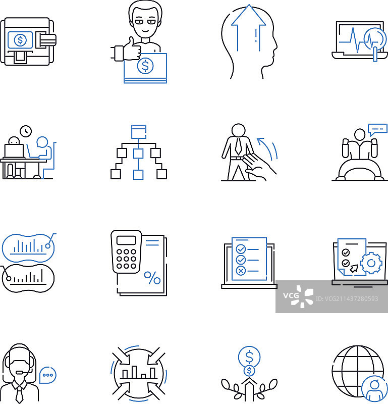 支付退款线性图标合集图片素材