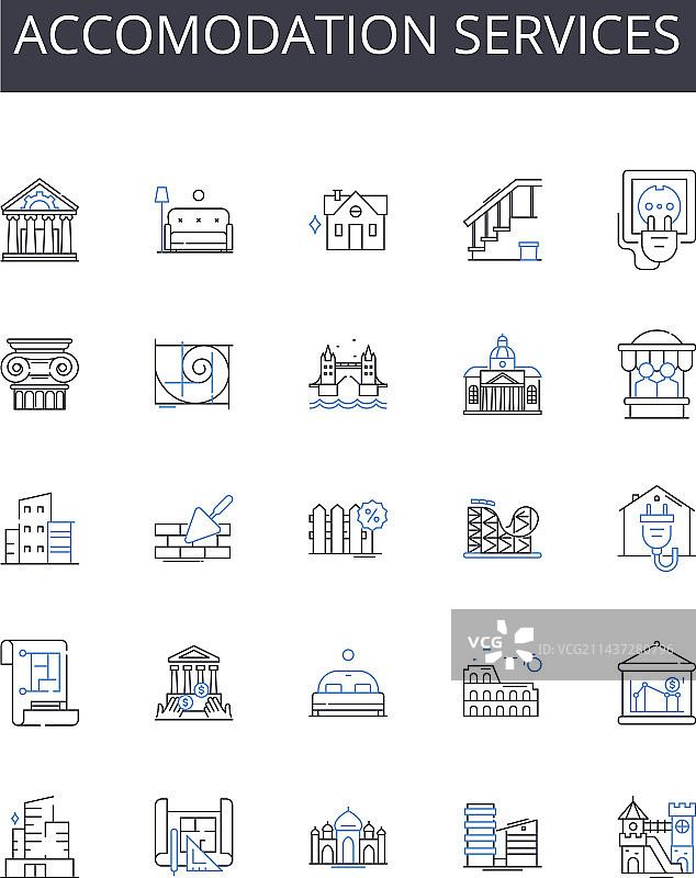 住宿服务线性图标合集图片素材