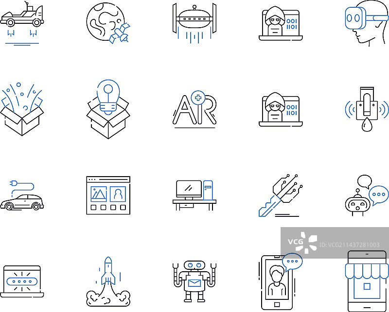 生物工程线性图标生物反应器合集图片素材