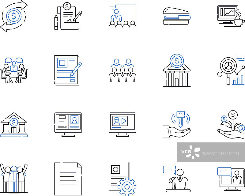 绿色投资线性图标合集图片素材