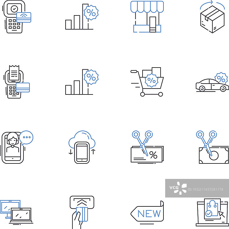 收入增长线性图标合集图片素材