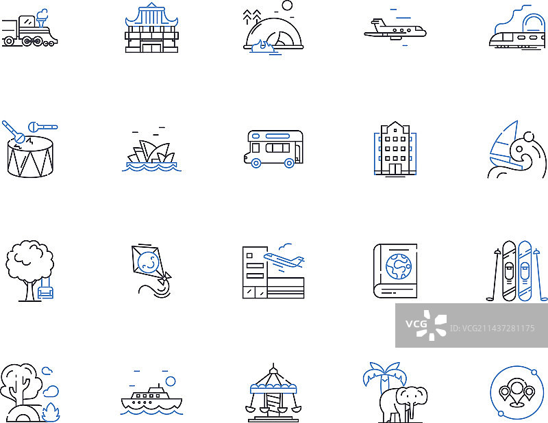 文化朝圣线性图标合集图片素材