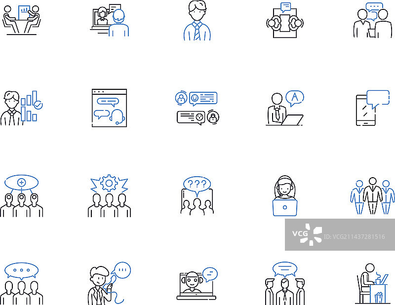 用户线性图标集合：顾客与客户图片素材