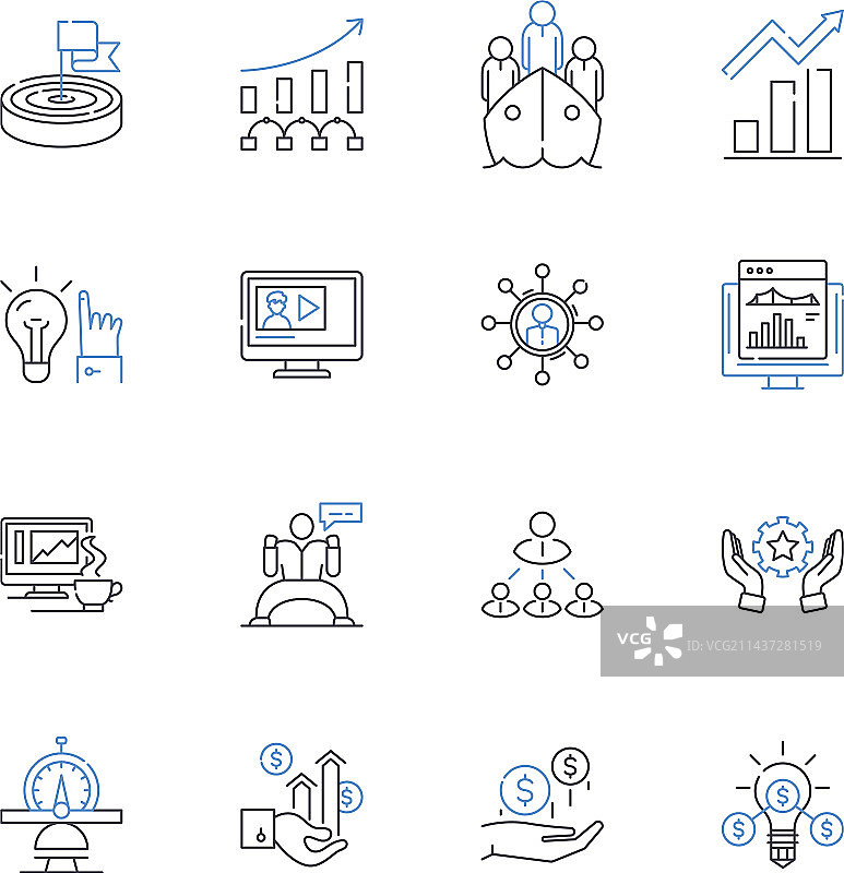 机会与潜力线性图标合集图片素材