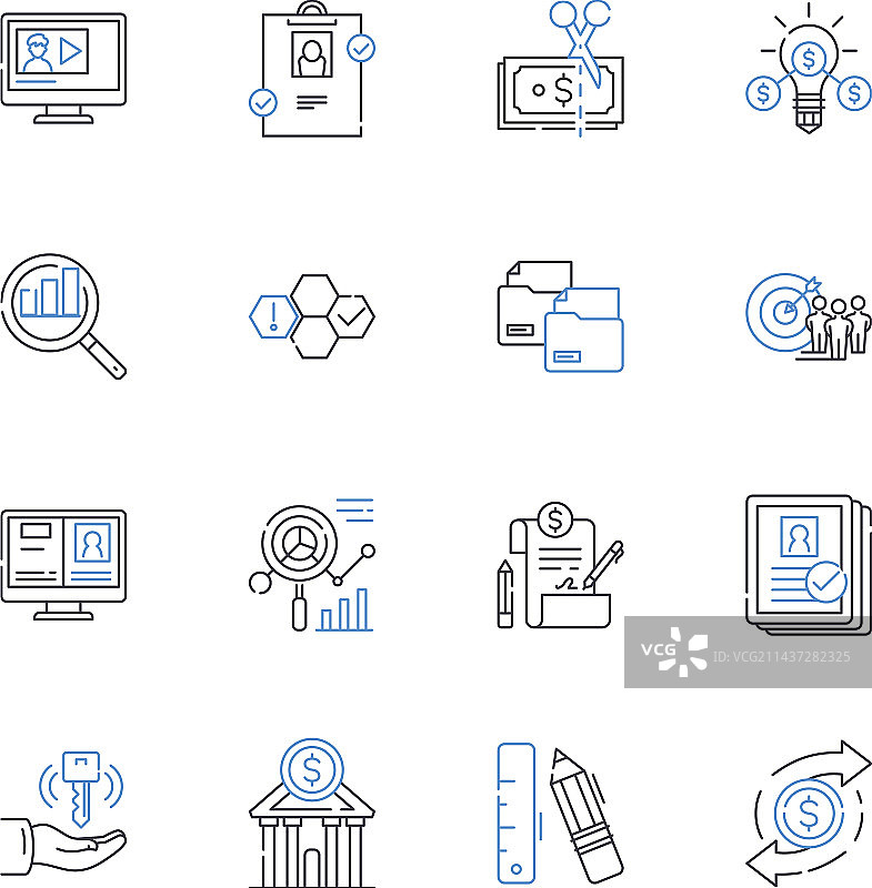 会计原则细线图标合集图片素材