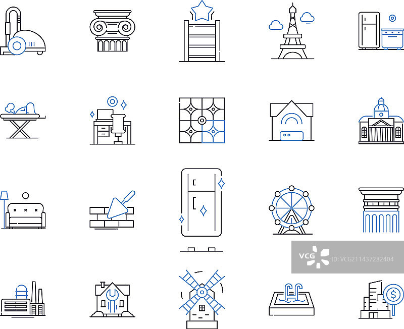 房屋装修线条图标合集图片素材