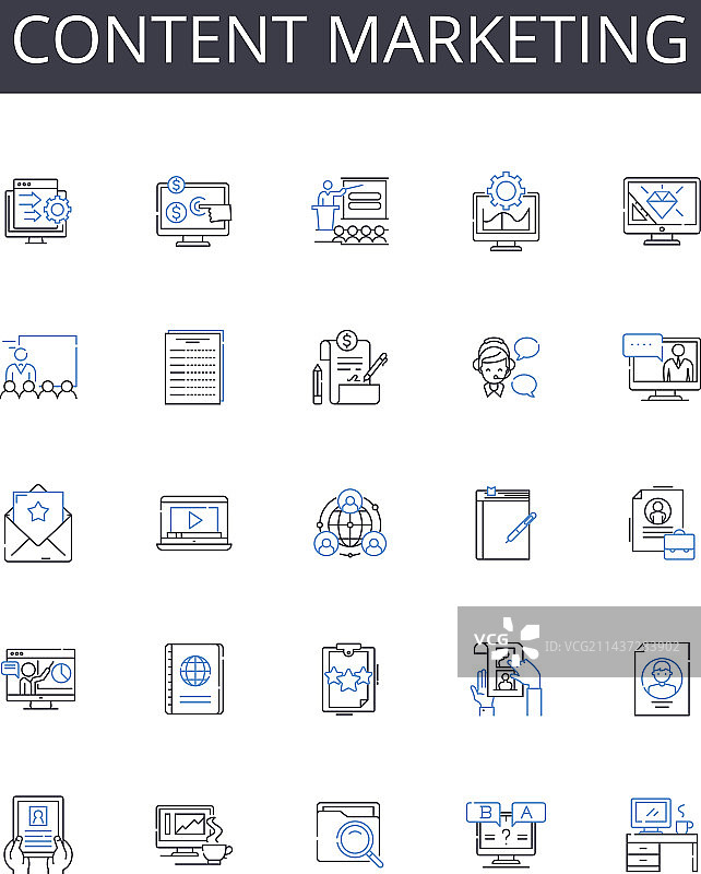 内容营销线性图标合集图片素材