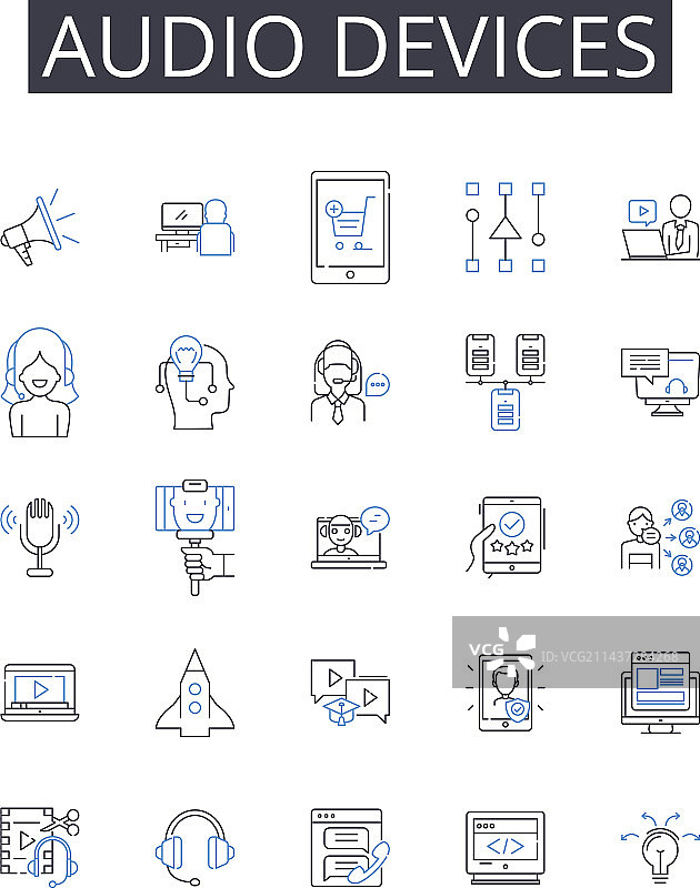 音频设备线性图标集文本信息图片素材