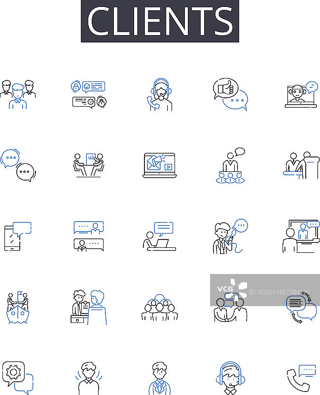 客户系列线性图标：顾客与赞助人图片素材