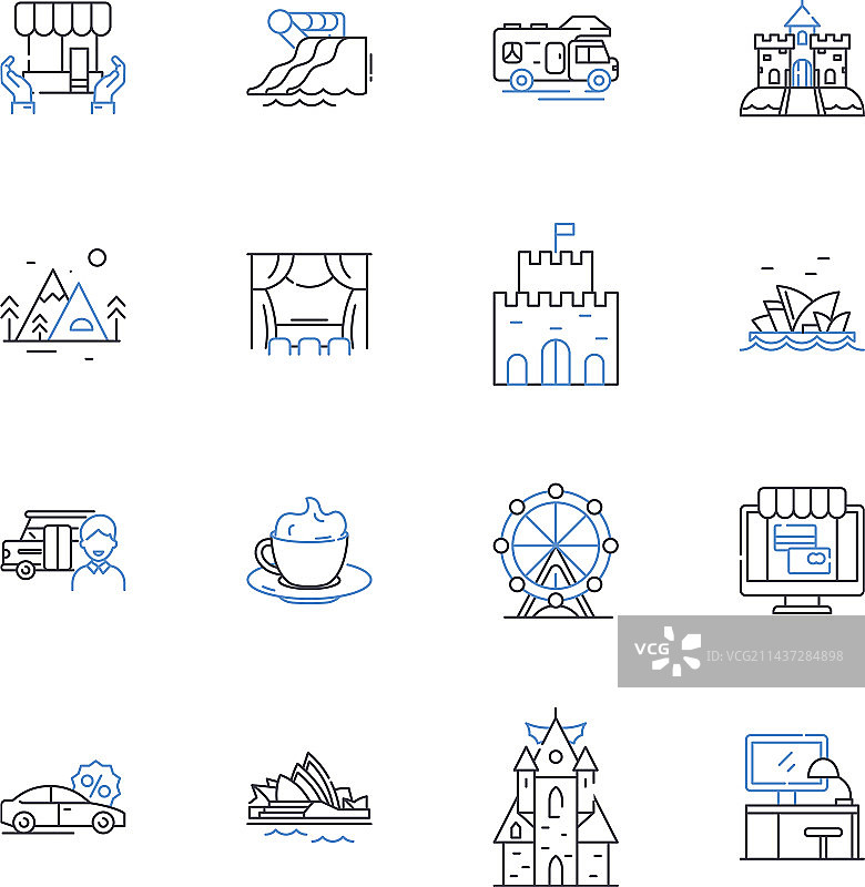 城市广场线条图标合集图片素材