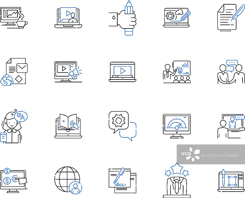 人力资源和雇佣线条图标图片素材