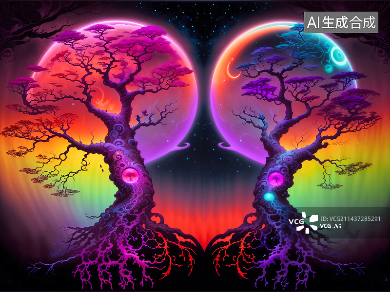 【AI数字艺术】魔幻森林-梦境图片素材