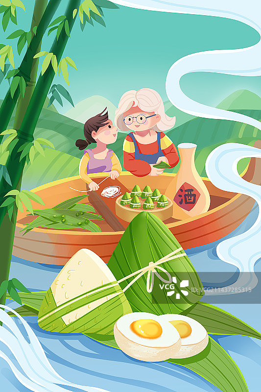 端午节五月五门插艾是端阳龙舟节重午节吃鸡蛋粽子汨罗江图片素材