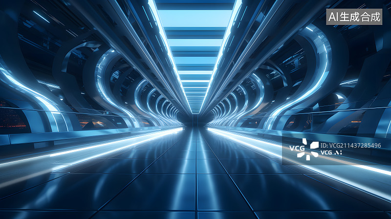 【AI数字艺术】3D未来科技科幻动感时光空间隧道背景图片素材