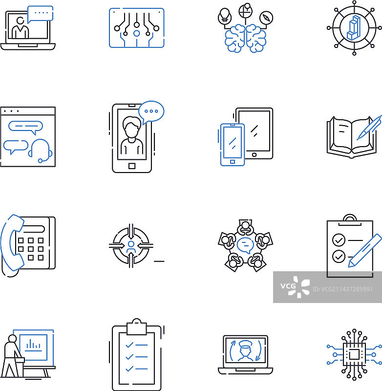 点对点交换线性图标合集图片素材