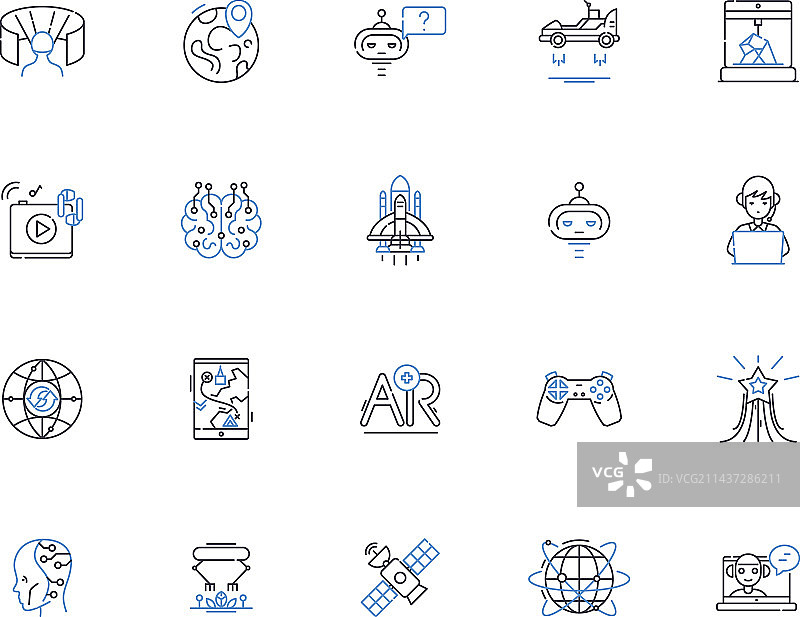 前进视图线性图标集合图片素材