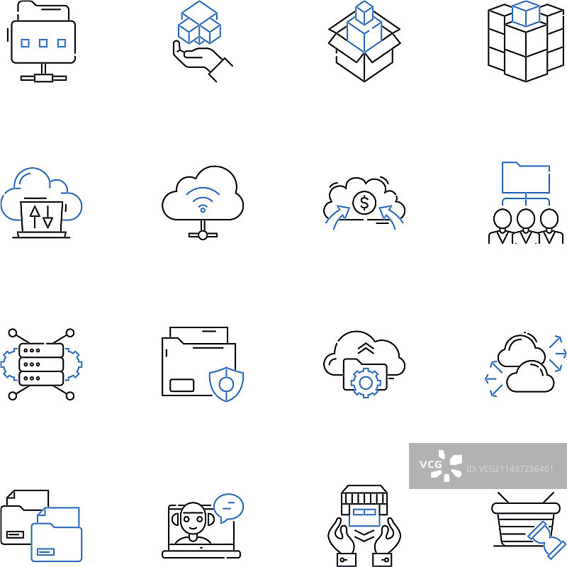 仓库线条图标集合存储图片素材