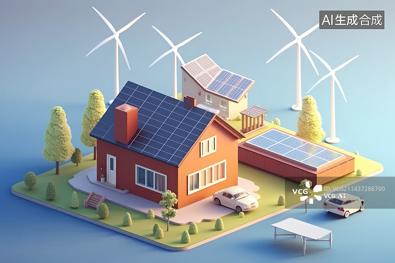 【AI数字艺术】光伏发电和绿色能源图片素材