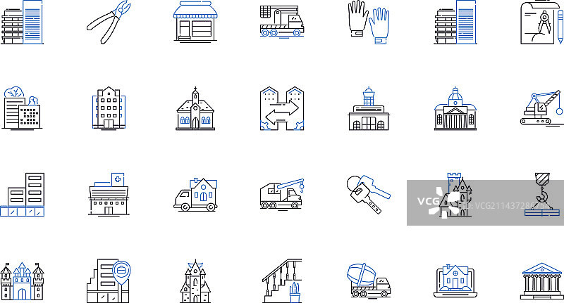 住宅建筑线性图标合集图片素材