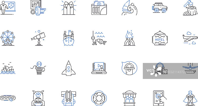 旅行组织者线性图标合集冒险图片素材