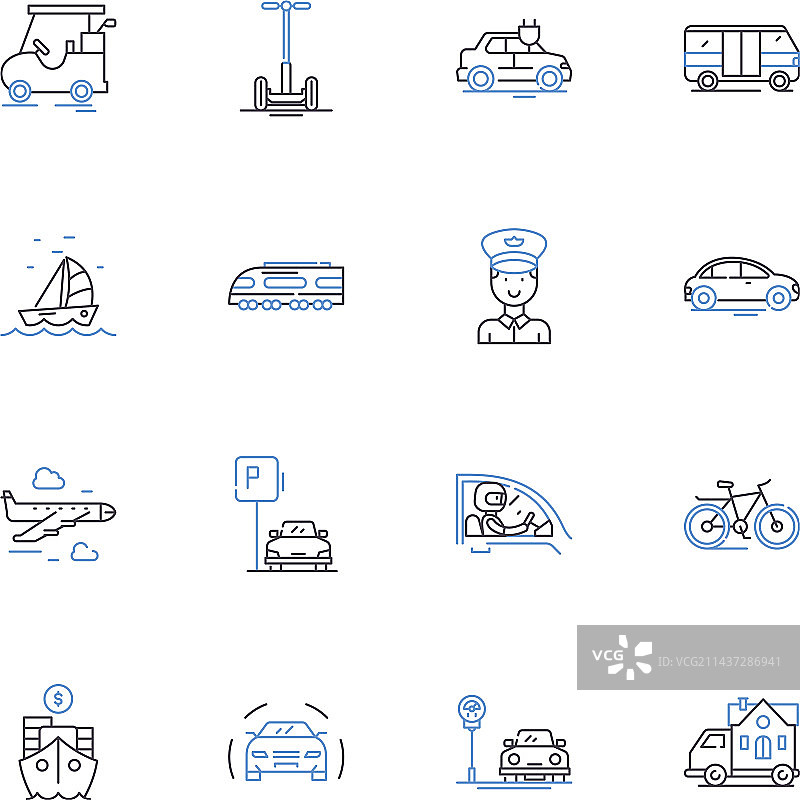园艺工具线性图标合集：修剪机和锄头图片素材